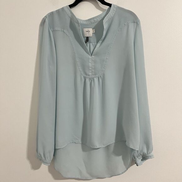 Anthropologie HD In Paris Blouse Size US 8 / UK 12 Light Blue Sheer Business Top - Picture 1 of 6